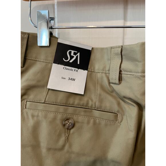 Saks Fifth Avenue Classic Fit Chino Khaki Work Pants 34 - Picture 6 of 8